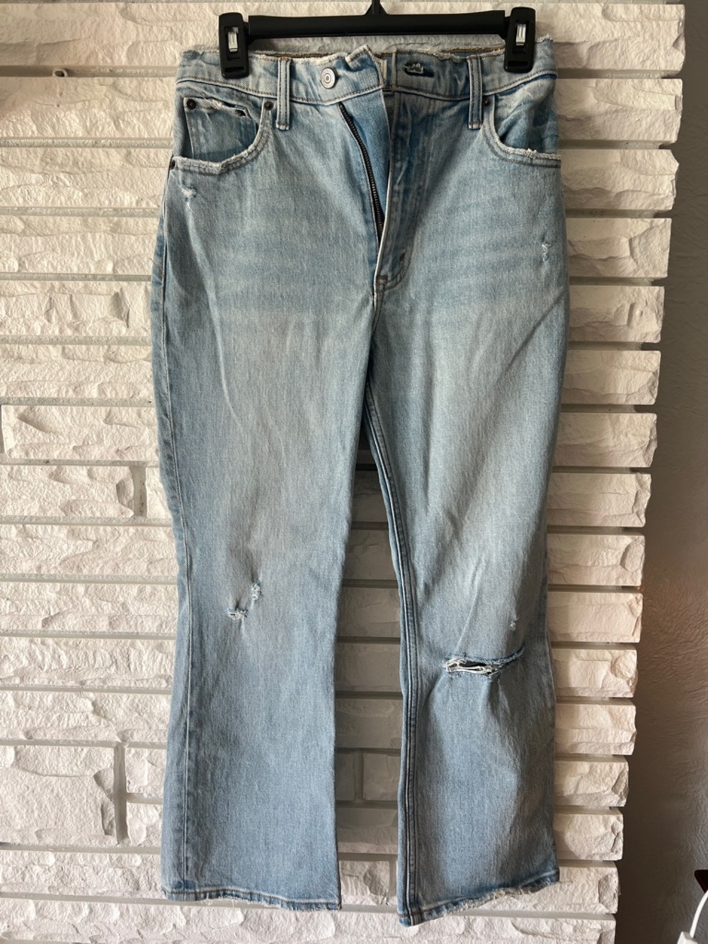 Abercrombie & Fitch Light Blue High-Rise Kick Flare Jeans - Picture 3 of 3